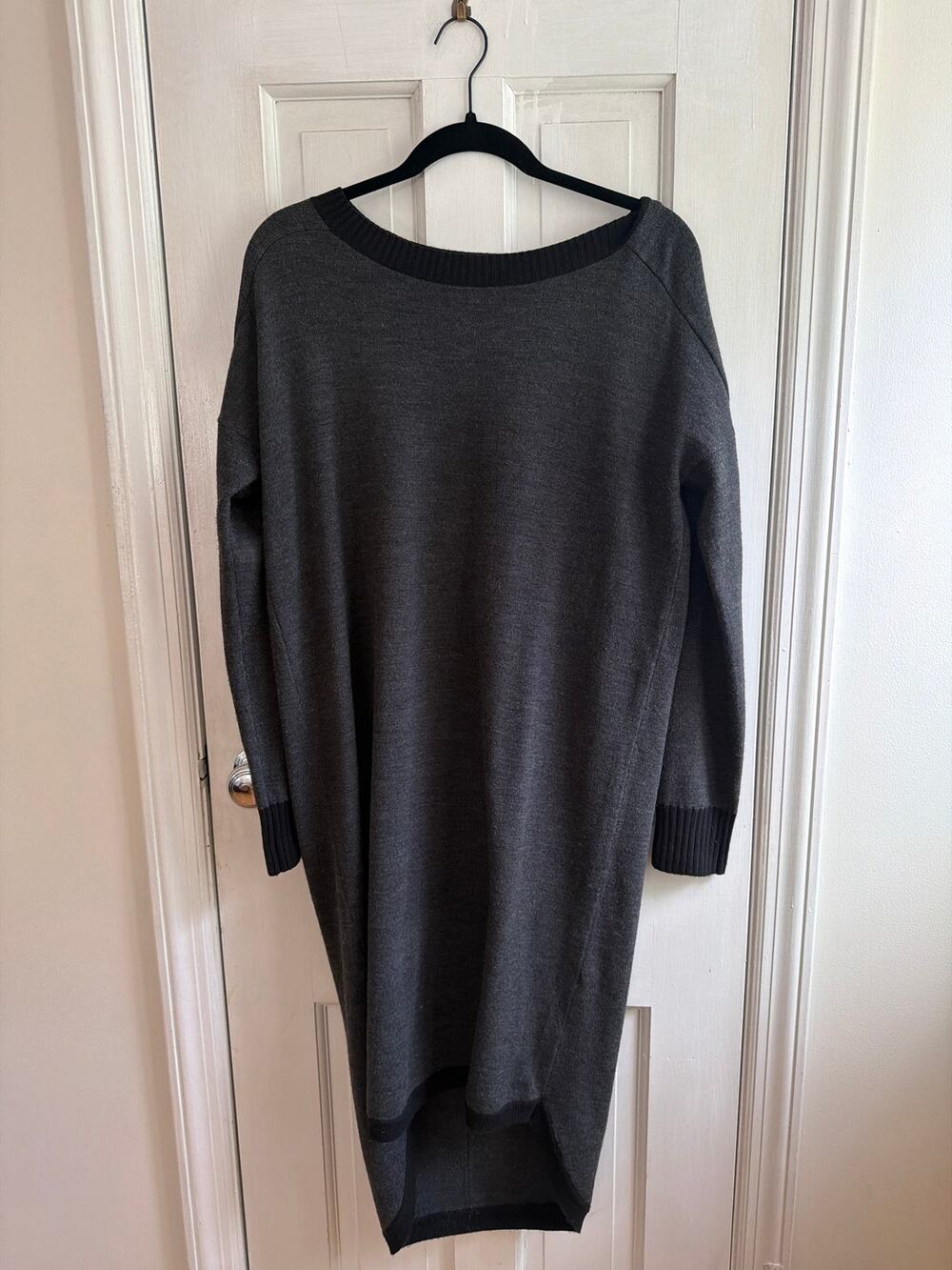 French Collection Size Small Long Sleeve Black and Grey Sweater Dress